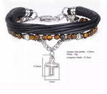 Bracelet Chrétiens Cuir et Perles d'Onyx marron dimensions